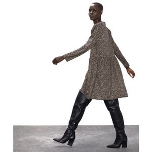 Zara - Floral Print Puff Sleeve Long Sleeve Dress - Size M